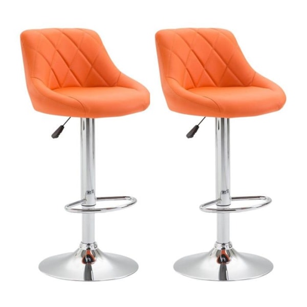 2 stk. orange syntetisk barstole med drejefunktion og fodstøtte Orange