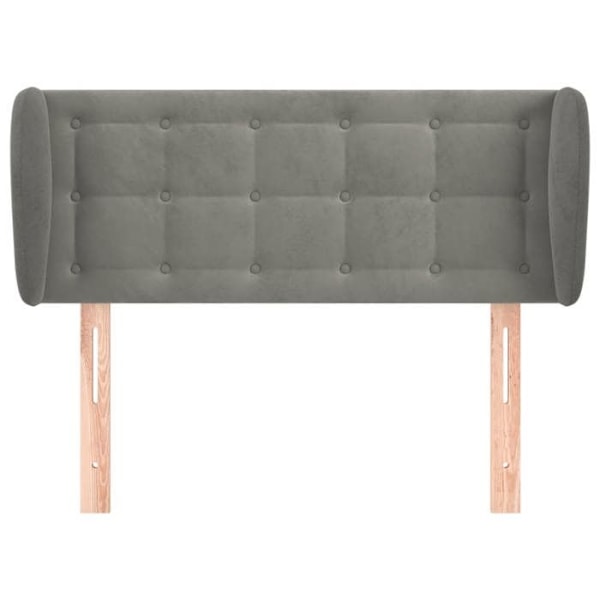 Hovedgavl - Ikke specificeret - 83x23x78/88 cm - Lysegrå velour - Klassisk stil - Ører Ljusgrått