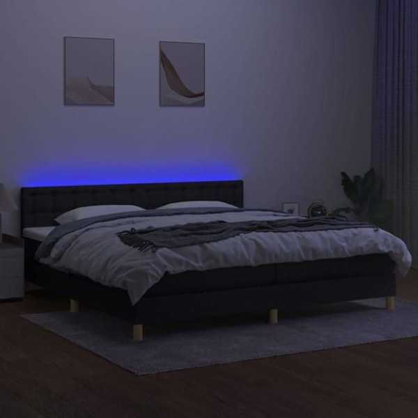 Sengegavl - TDL - 200x200 cm - Sort stof - LED - 2 personer Svart