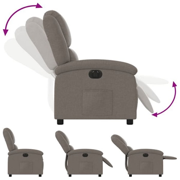 TV-recliner med elektrisk lutningsfunktion, mycket bekväm i taupe-tyg DEC028564 Guld