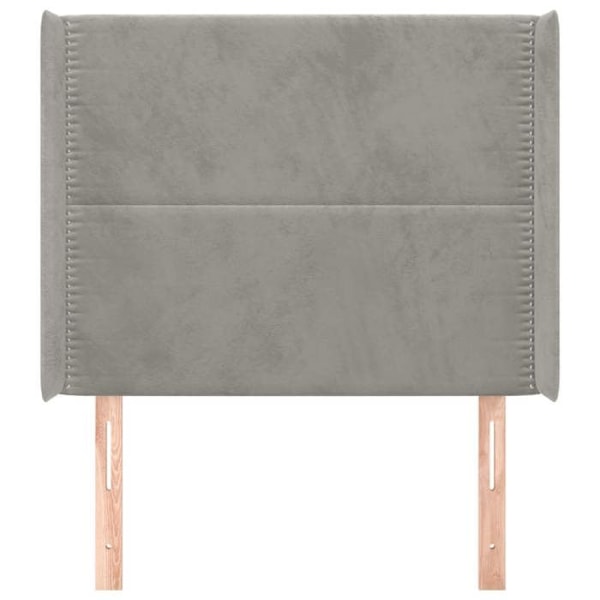 Hovedgærde til seng, soveværelse møbel med sidelæbe 93 x 16 x 118/128 lys grå velour