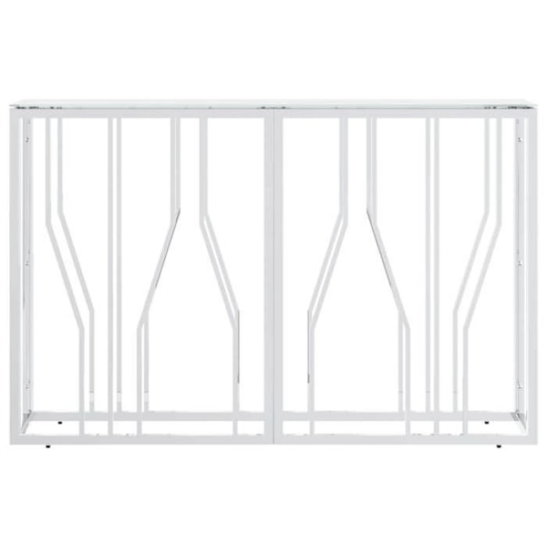 Bordkonsolbord 110 x 30 x 70 cm rustfrit stål i sølv og glas med hvid marmor finish DEC031598 Silver