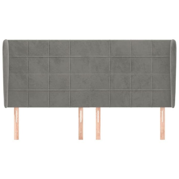 Huvudgavel sängtillbehör sovrum möbel med sidokant 203 x 23 x 118/128 ljusgrått sammetstyg