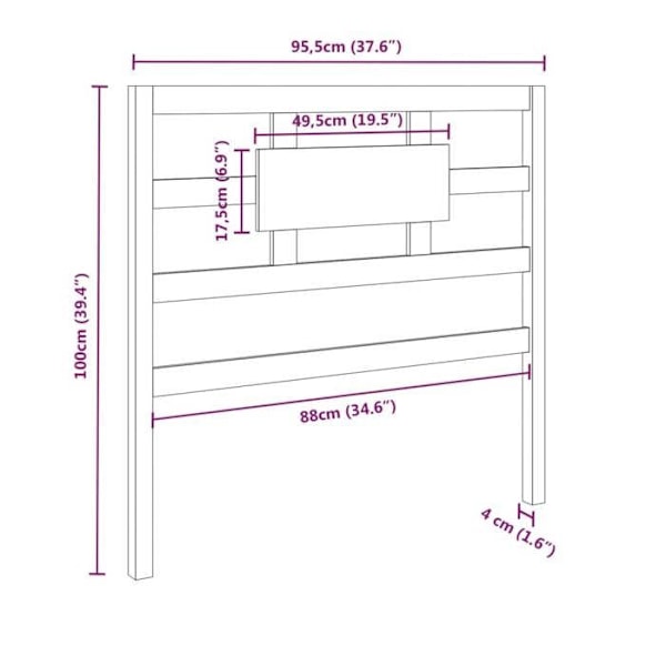 Sänggavel - Ej specificerad - 95,5x4x100 cm - Massivt trä - Vit - Modern design Vit
