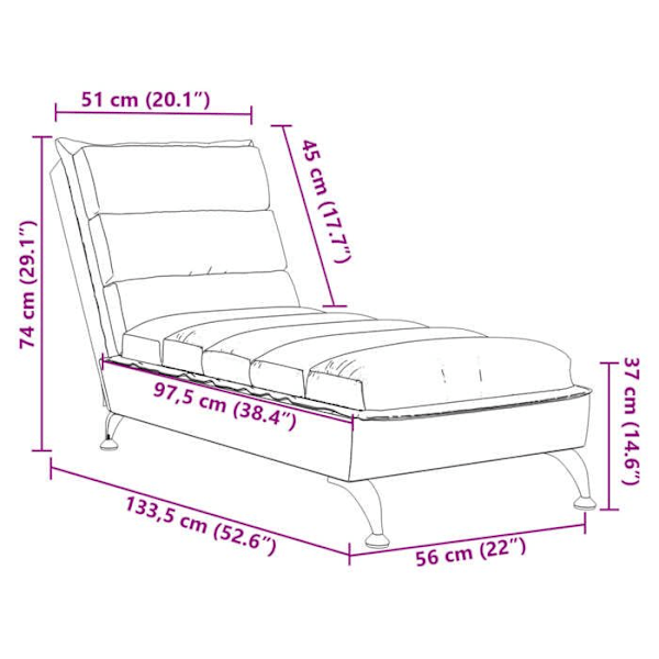 Meridienne chaise longue för inomhusbruk med kuddar i mörkgrått tyg DEC026077 Grå