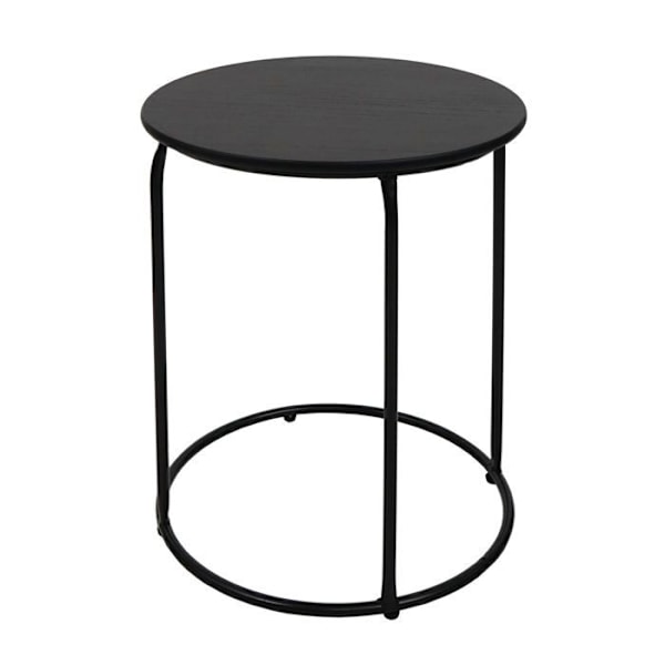 Sæt bord taburet sidebord fodskammel MDF PVC brun og sort metal 04_0007477 kastanj