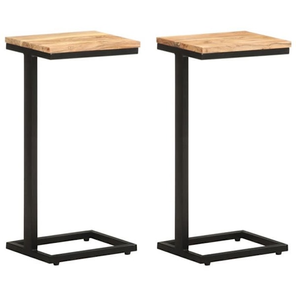 2 kpl lisäpöytää kasvilavalle 31,5 x 24,5 x 64,5 cm akasiapuusta ja raudasta DEC032607 kastanj
