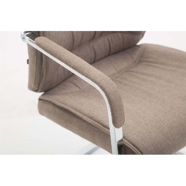 Besöksstol utan hjul, bekväm och designad i taupe tyg.