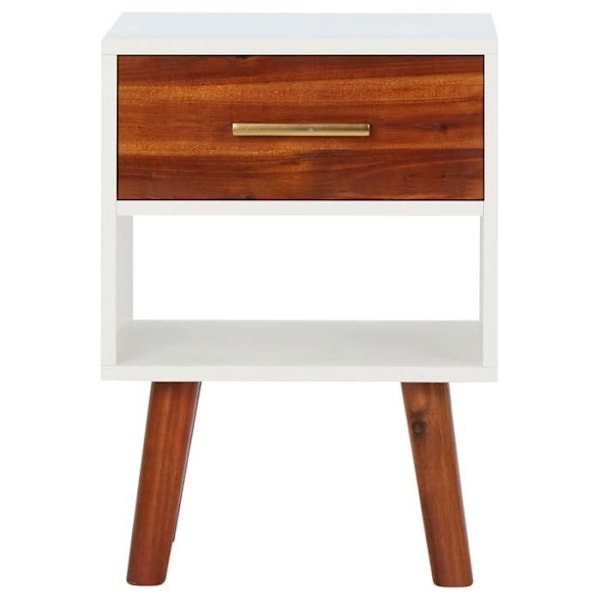Sæt med 2 sengeborde med skuffe og åbent rum 40 x 30 x 57 cm Massivt akaciatræ + MDF DEC035051 kastanj