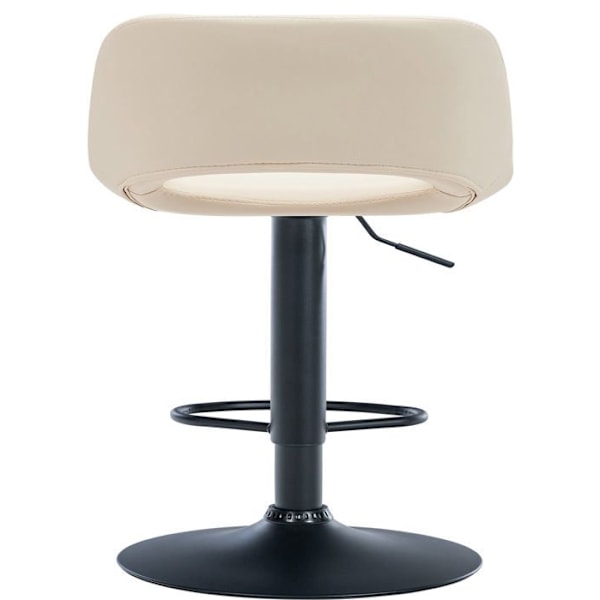 Barstol høj x1 med fodstøtte i creme PVC og sort metalben 10_0004585 Grädde