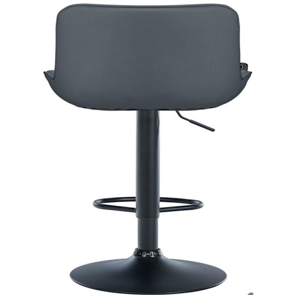 2 kpl baarijakkaroita x1 koristeompeleilla harmaasta PVC:stä, musta metallijalusta, 10_0004454 Grå