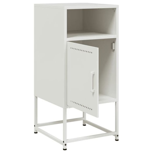 Sæt med 2 natborde med skab med dør 36 x 39 x 78 cm hvidt stål DEC034876 Vit