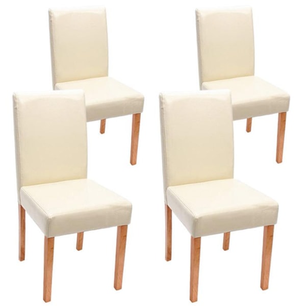 4-pack matsalsstolar i creme läder med ben i ljust trä modern design 04_0001766 kastanj