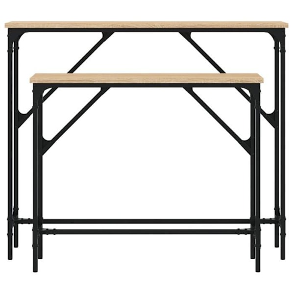 Pack av 2 sidobord i ingenjörsträ och metall DEC032598 kastanj