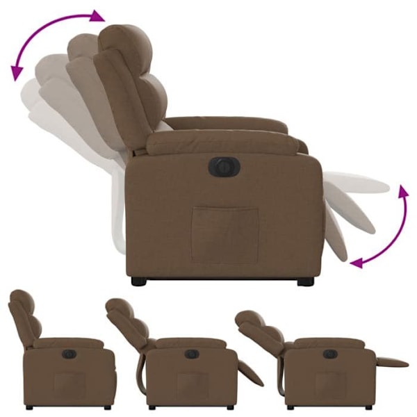 Fauteuil relax TV med elektrisk løftefunktion meget komfortabel i brunt stof DEC028445 kastanj