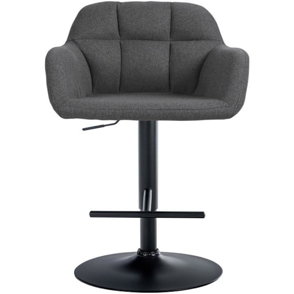 Baari stool korkea x1 360° kiertotoiminto tummanharmaassa kankaassa koristeompeleilla musta metallijalka 10_00052 Grå