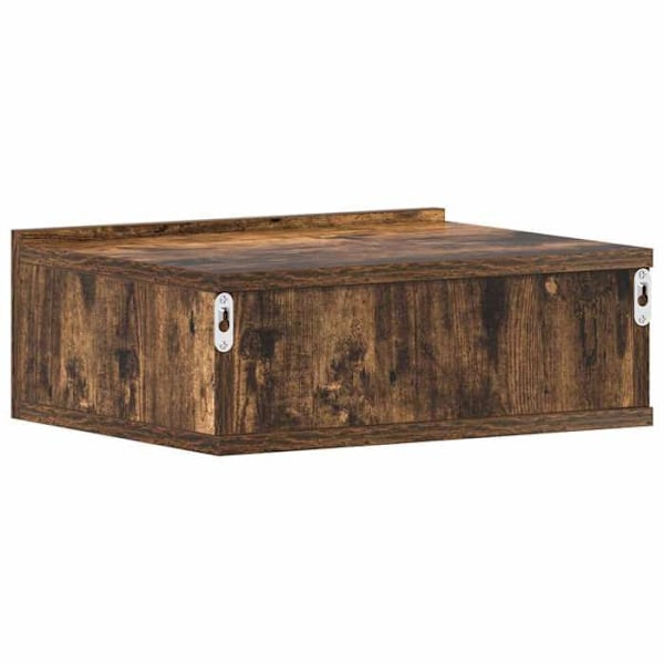 2 kpl seinälle asennettavia yöpöytiä, joissa on laatikko 40 x 30 x 15 cm, ruskea insinööripuusta DEC035990 kastanj