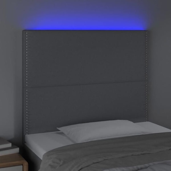 Hovedgærde til seng med LED-møbel 90 x 5 x 118/128 cm i lys grå stof TDL0201242 Grå