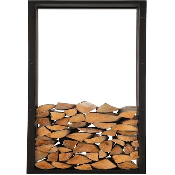 Range bûches hylde support træ til pejs 150x50 cm i mat sort metal 10_0003537 kastanj