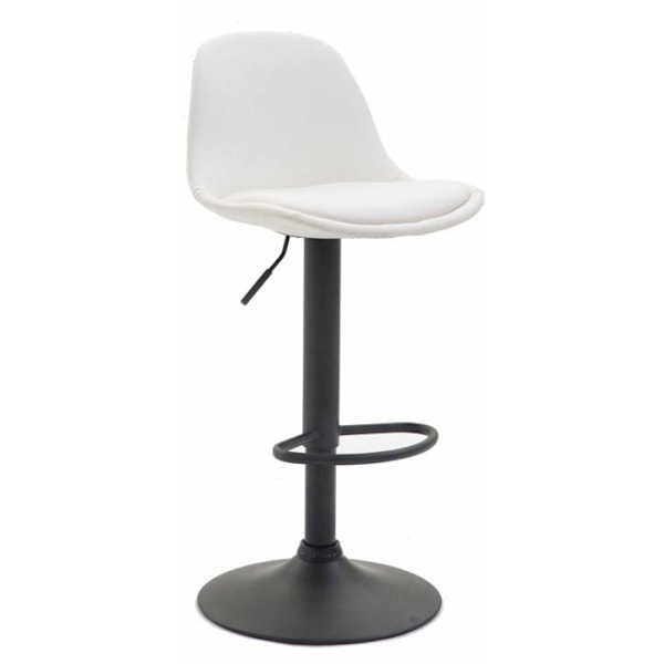 Barstol med fotstöd i modern design, vit syntetisk, ben i matt svart metall