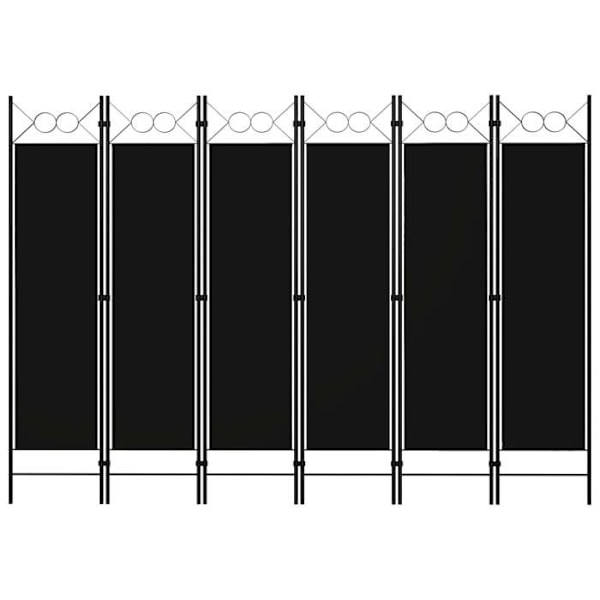 Huoneenjakaja 6-paneelinen 240 x 180 cm mustasta kankaasta ja raudasta DEC031114 Svart