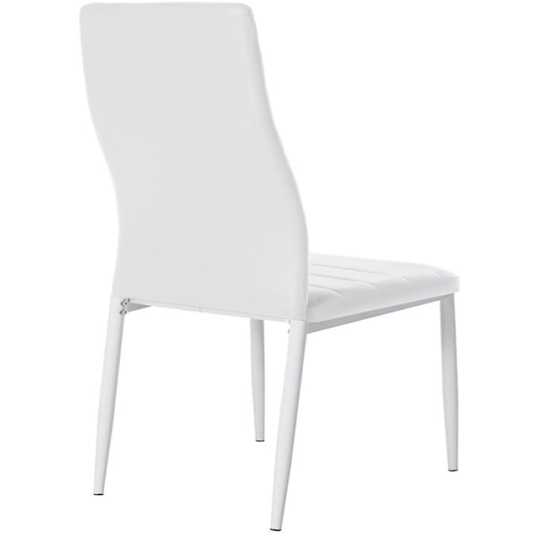Matsalsstol x1 enkel design i vit PVC med dekorativ sömnad, vit metallram 10_0002053 Vit