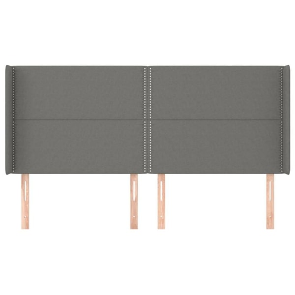Hovedgærde til aksessorier til seng soveværelse møbel med sidelæne 203 x 16 x 118/128 cm mørkegrå stof TDL0204952 Grå