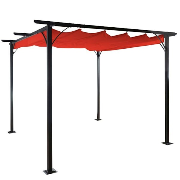 Trädgårdspaviljong med skjutbart tak 3,5x3,5m terracottafärg UV-skydd 50+ 04_0008114 Flerfärgad