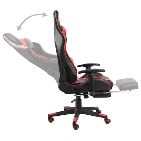 Kontor stol gaming stol med drejbare hjul og fodstøtte i rød PVC DEC026026 Röd