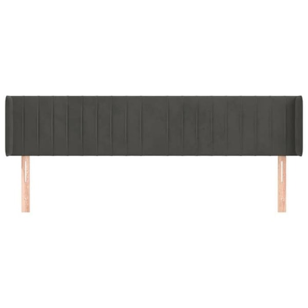 Sengegavl med tilbehør til seng, soveværelse, møbel med sidekant 203 x 16 x 78/88 mørkegrå velour