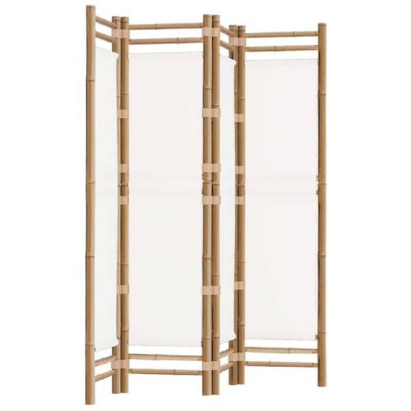 Breda separationsvägg vikbar 4 paneler 160 cm bambu och cremefärgad duk DEC031189 Grädde