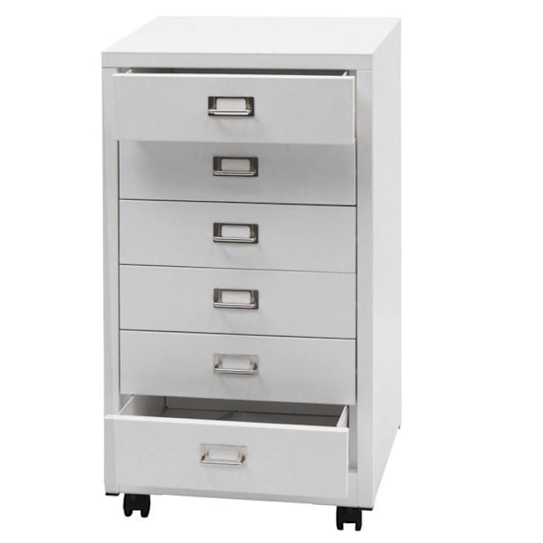 Caisson à tiroirs pour bureau 75 x 40 x 41 cm 6 tiroirs métal blanc 04_0008272 Vit