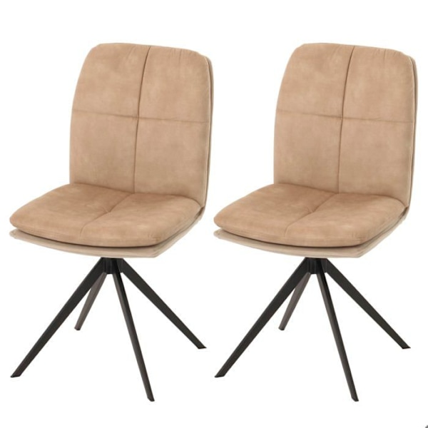 Kaksi pyörivää ruokapöydän tuolia metallijaloilla, beige kangassisustus ja koristeelliset saumat 04_0006620 Beige