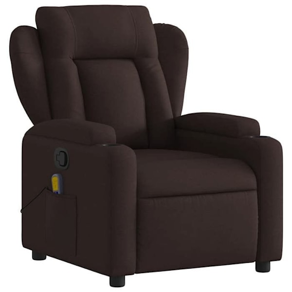 TV-recliner med massagefunktion, vinklingsbar, 6 punkter för massage, mörkbrun tyg DEC026986 kastanj