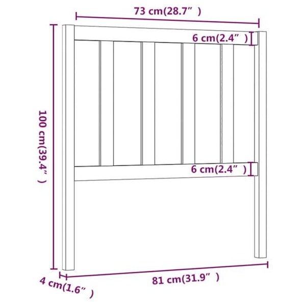 Hovedgærde til seng, soveværelse, møbel 81 x 4 x 100 cm, sort fyrretræ TDL0202093