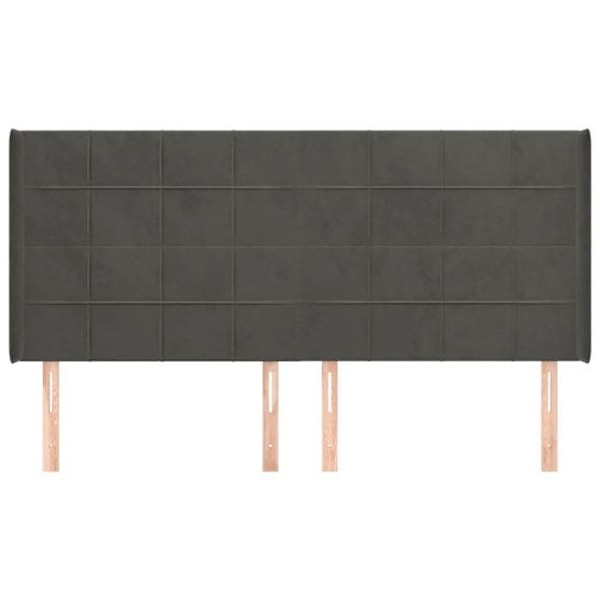 Sänggavel sängaccessoar sovrum möbel med sidokant 203 x 16 x 118/128 mörkgrå sammet