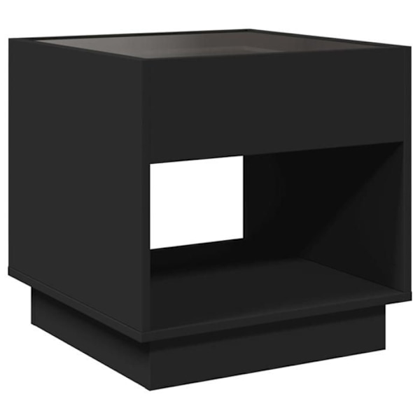 Yöpöytä LED-peilillä ja avoimella osastolla 50 x 50 x 50 cm mustaa engineering-puuta ja lasia DEC033160 kastanj