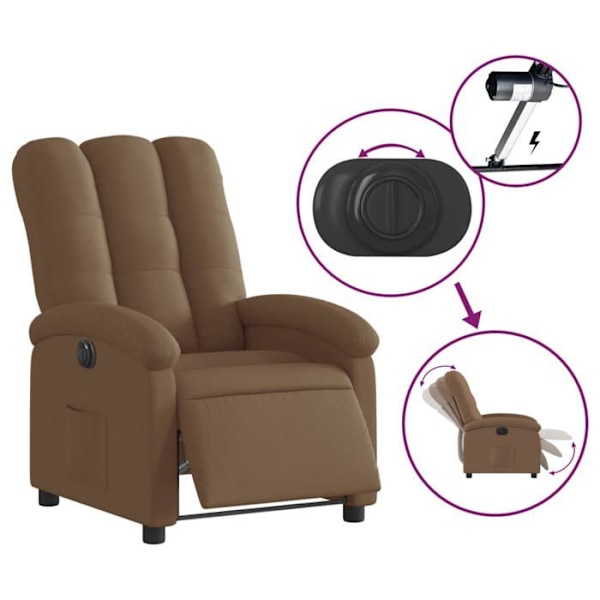 Fauteuil relax TV med elektrisk løftefunktion, meget komfortabel i brun stof DEC028442 kastanj