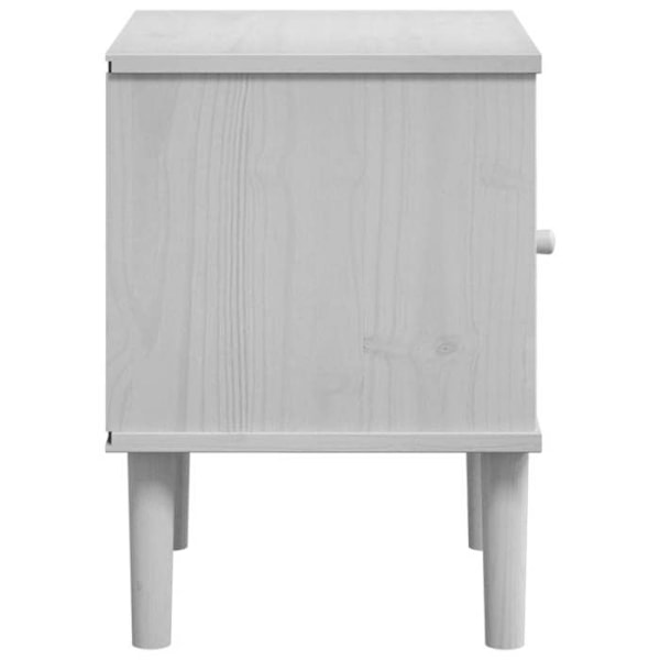 Natskab med skuffe og åbent rum 40 x 35 x 48 cm hvidt fyrretræ og flettet harpet DEC034575 Vit