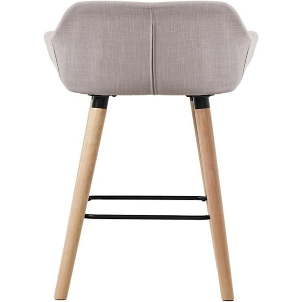 Bar lounge stool x1 design i skandinavisk stil med taupe stofsæde, ben i træ og fodstøtte i metal 10_0004916 kastanj