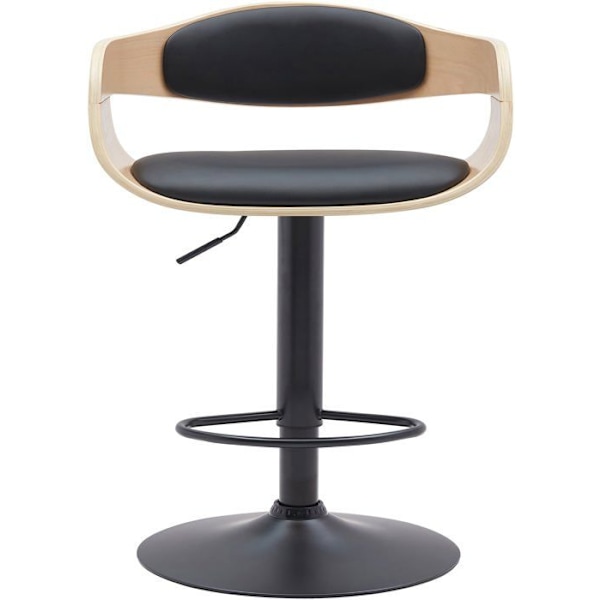 Skamler x1 scandinavisk design i sort PVC med lys træstruktur og sorte metalben 10_0005035 kastanj