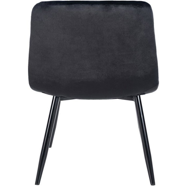 Spisestol x1 med dekorative firkantede syninger i sort velvet stof og sort metal 10_0002128 Metall