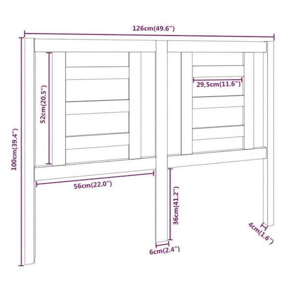Hovedgærde - Ikke specificeret - 126 cm - Massivt træ - Hvid - Moderne Vit