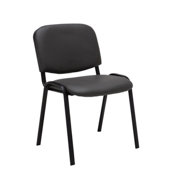 Besökstol - Décoshop26 - BUR10069 - Klädd sits och ryggstöd - Syntetisk läder - Grå