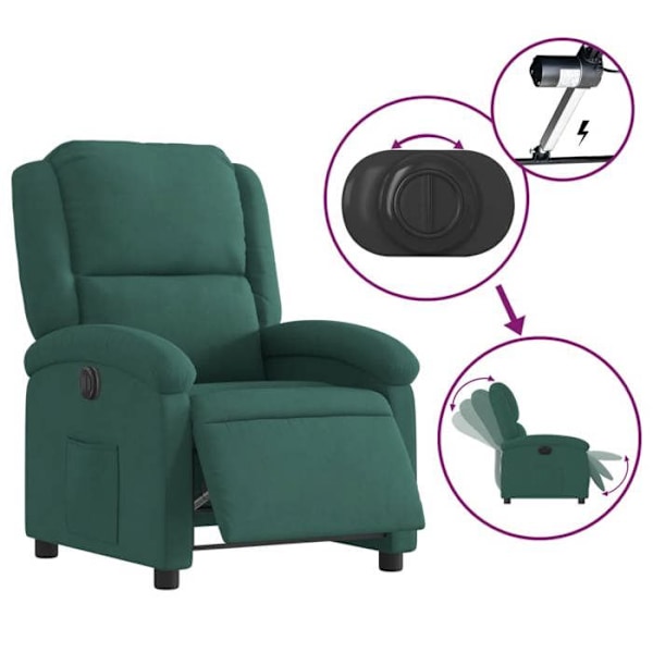Fauteuil relax TV med elektrisk vippefunktion, meget komfortabel i mørkegrønt fløjlsstof DEC028611 Guld