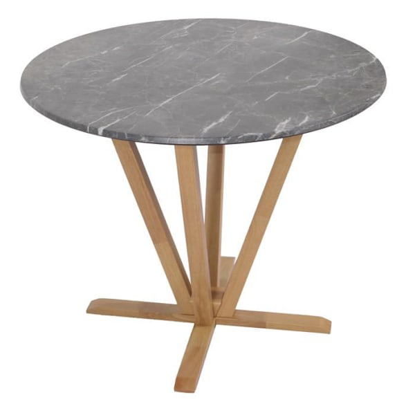 Bistro-pöytä, ruokapöytä, halkaisija 92 cm, puuta ja HDF, marmori-ilme. 04_0008526 kastanj