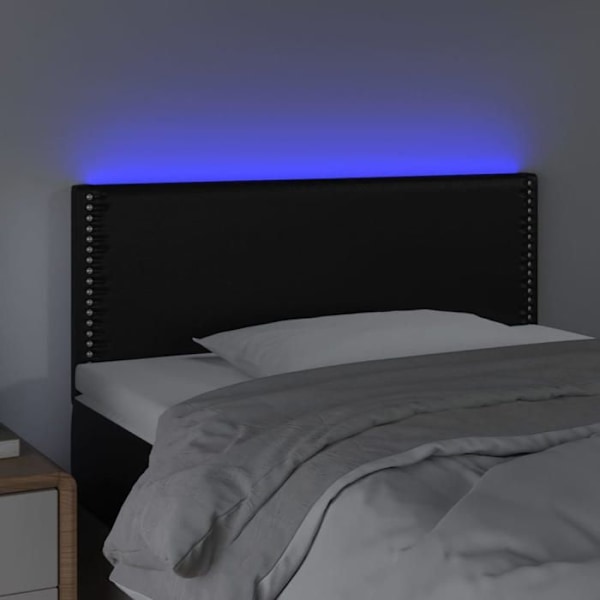 Sänggavel - Ej specificerad - 90x5x78/88 cm - Konstläder svart - LED - Modern design Svart