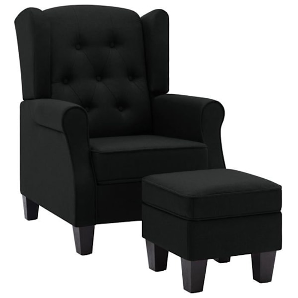 Moderne lounge stol med sort fodskamler, sort stof DEC026840 Svart