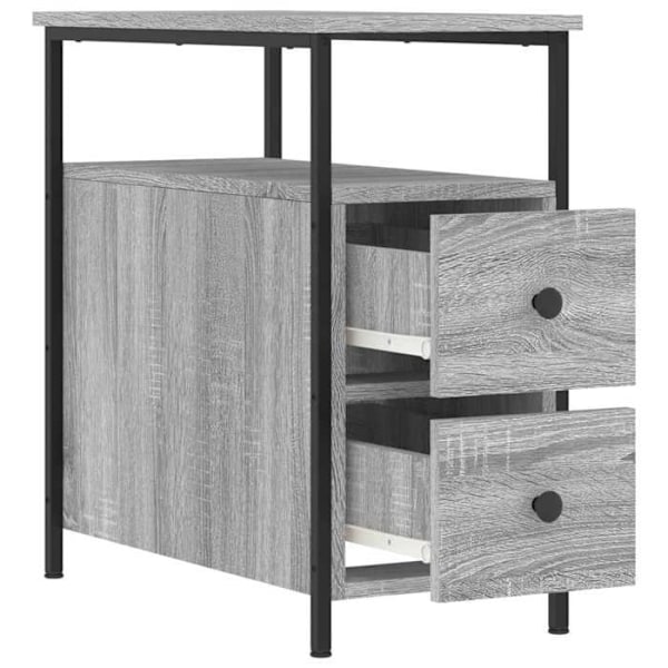 Nattbord med to skuffer og åpen seksjon 30 x 60 x 60 cm grå ingeniørtræ DEC034583 kastanj