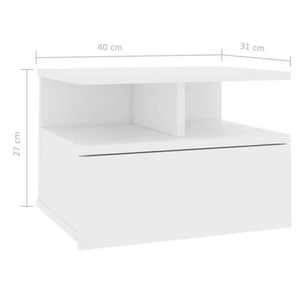 Sæt med 2 vægsengeborde 40 x 31 x 27 cm med skuffe i hvid ingeniørtræ DEC032762 Vit